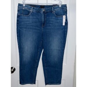NWT Talbots Straight Leg Crop Jean Women 18W Medium Wash Denim Slimming Plus